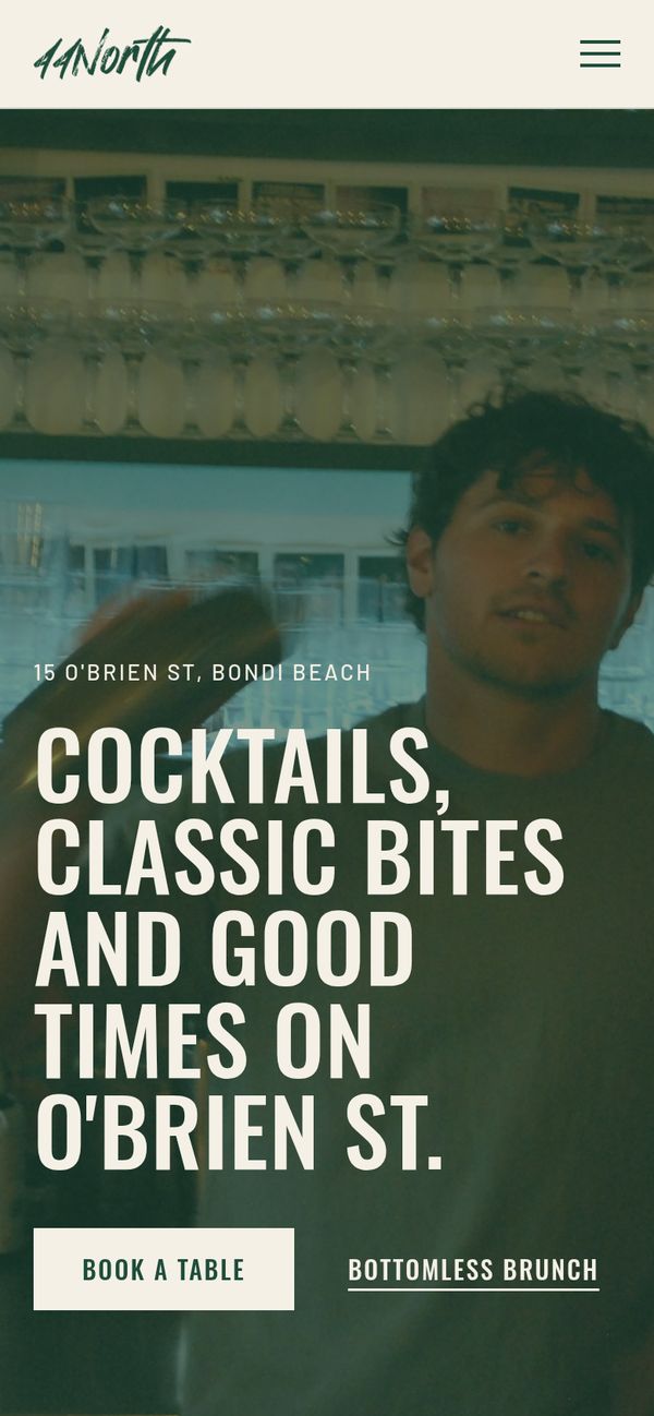44North Bondi Beach website on a phone — mobile-first web design by Peacock Inclusive